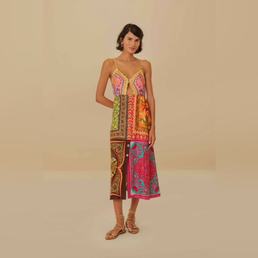 FARM Rio Scarves Lenzing Ecovero Viscose Midi Dress Multicolor